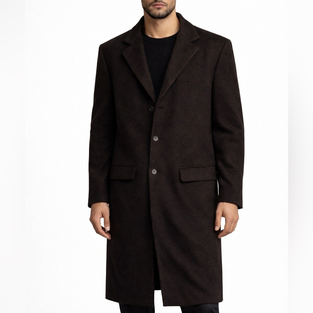 Valentino 94% Alpaca Classic Winter Coat Size 54R Dark Brown Chocolate Vintage